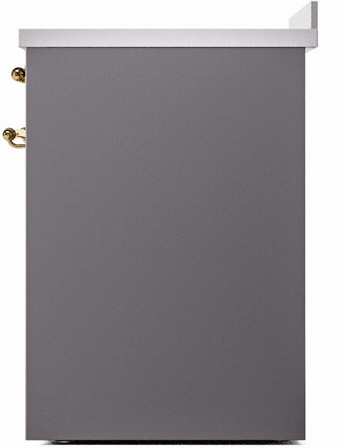 Ilve UPI304NMPMGG Nostalgie Ii 30 Inch Electric Freestanding Range In Matte Graphite With Brass Trim