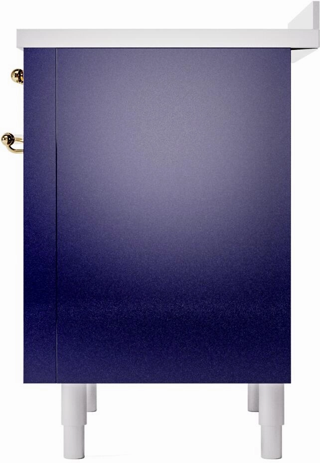 Ilve UPI366NMPMBG Nostalgie Ii 36 Inch Electric Freestanding Range In Blue With Brass Trim