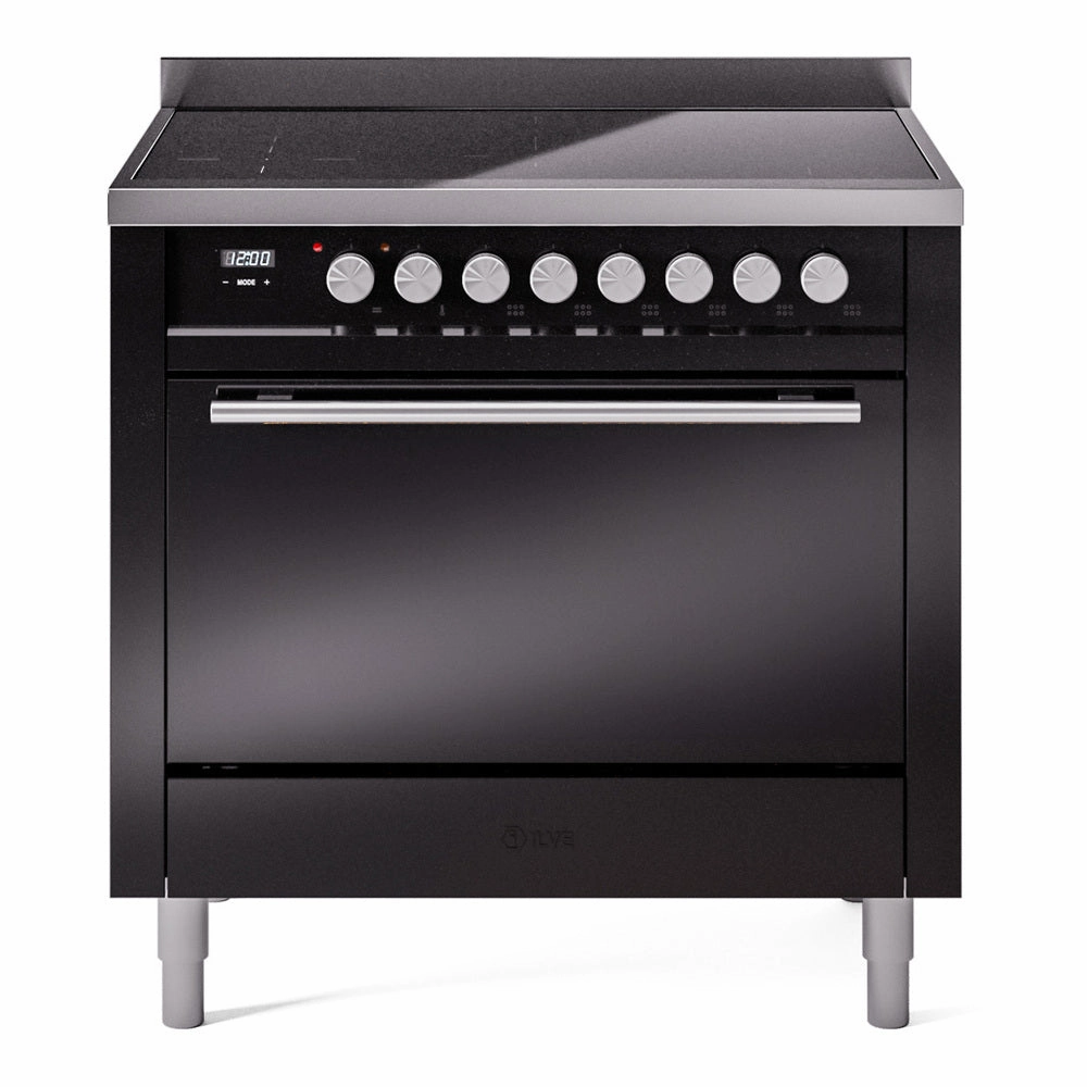 Ilve UPI366QMPBK Professional Plus Ii 36 Inch Electric Freestanding Range In Black With Trim