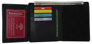 Rfid Blocking Genuine Leather Black Trifold Badge Holder Id Wallet Flash Deal Today Instant Savings Inside