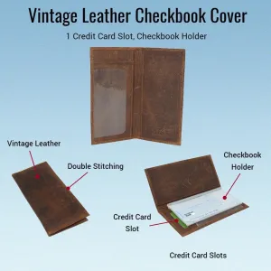 Cazoro Premium Vintage Leather Rfid Blocking Slim Checkbook Cover Wallet (Brown) Todays Hot Pick Special Savings Today