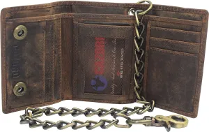 Big Savings Event Cazoro Men'S Rfid Blocking Trifold Vintage Leather Biker Chain Wallet With Snap Closure (Dark Beige)