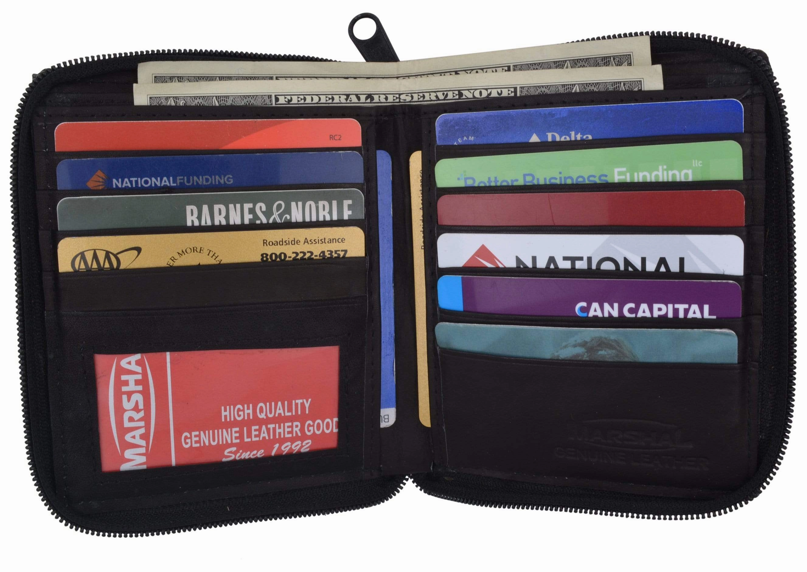 Instant Deal Today Genuine Mens Leather Zippered Card Id Holder Wallet 702 Cf