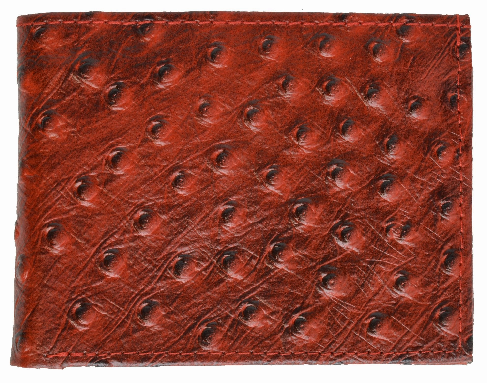 Hot Savings Alert Ostrich Print Cowhide Leather Bifold Wallet With Center Id Window & Credit Card Slots 71152 Os