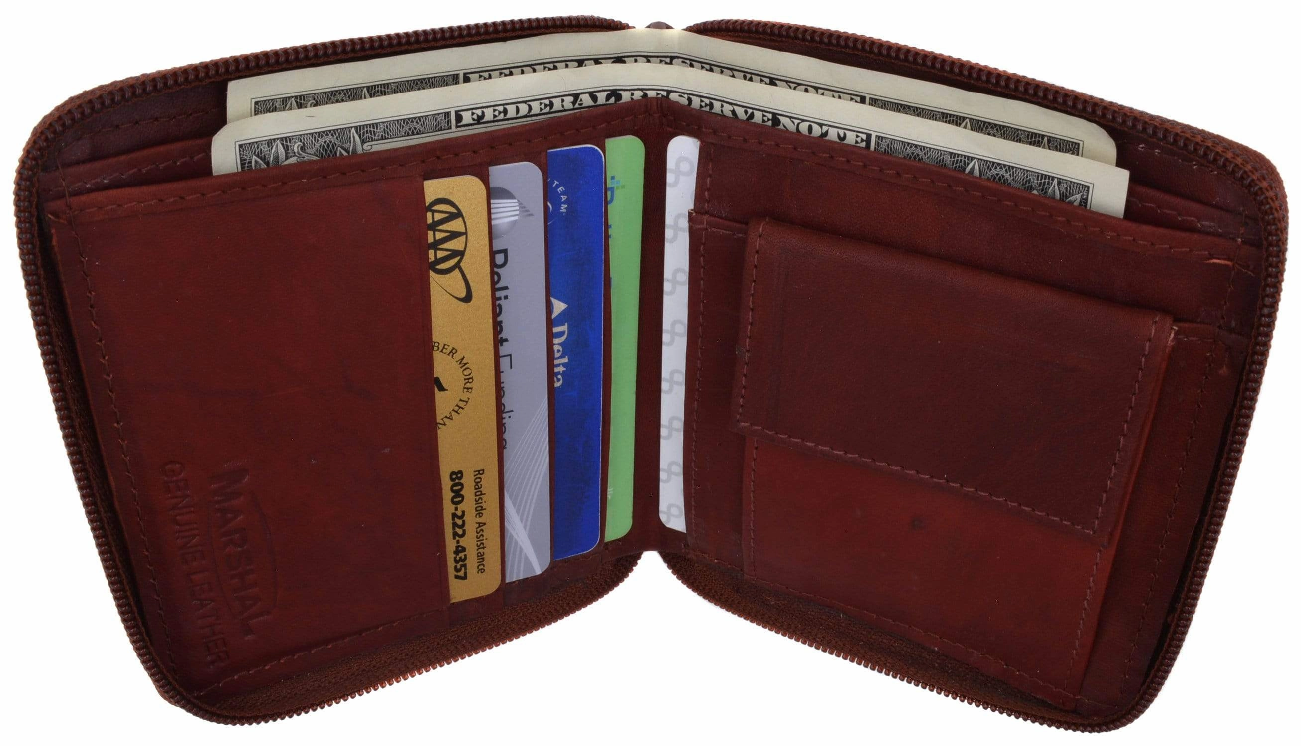 Mens Genuine Leather Zip Around Bifold Wallet With Snap Down Coin Purse 1356 Cf Limited Stock Alert Trending Today Steal