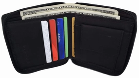 Mens Genuine Leather Zip Around Bifold Wallet With Snap Down Coin Purse 1356 Cf Save More Now