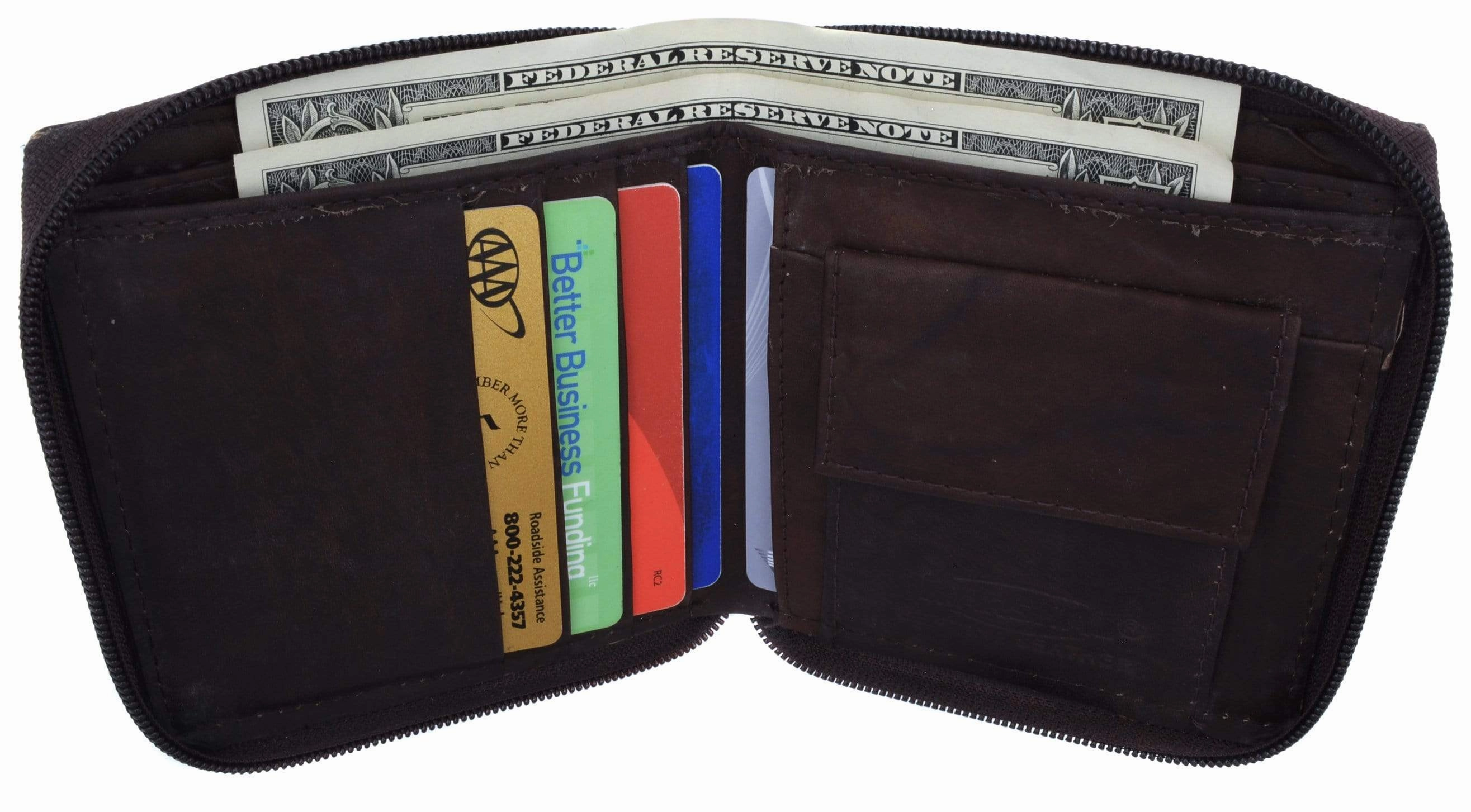 Mens Genuine Leather Zip Around Bifold Wallet With Snap Down Coin Purse 1356 Cf Instant Hot Deal Exclusive Online Discount