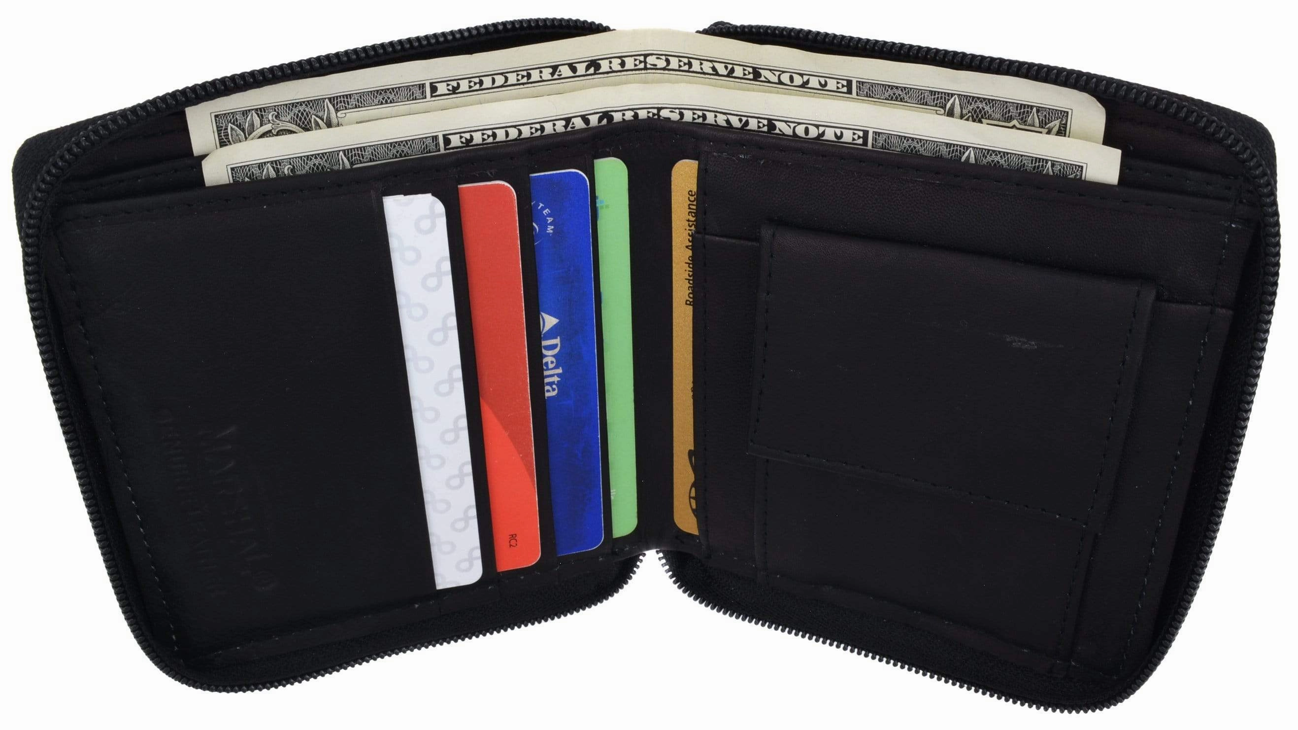 Mens Genuine Leather Zip Around Bifold Wallet With Snap Down Coin Purse 1356 Cf Save More Now