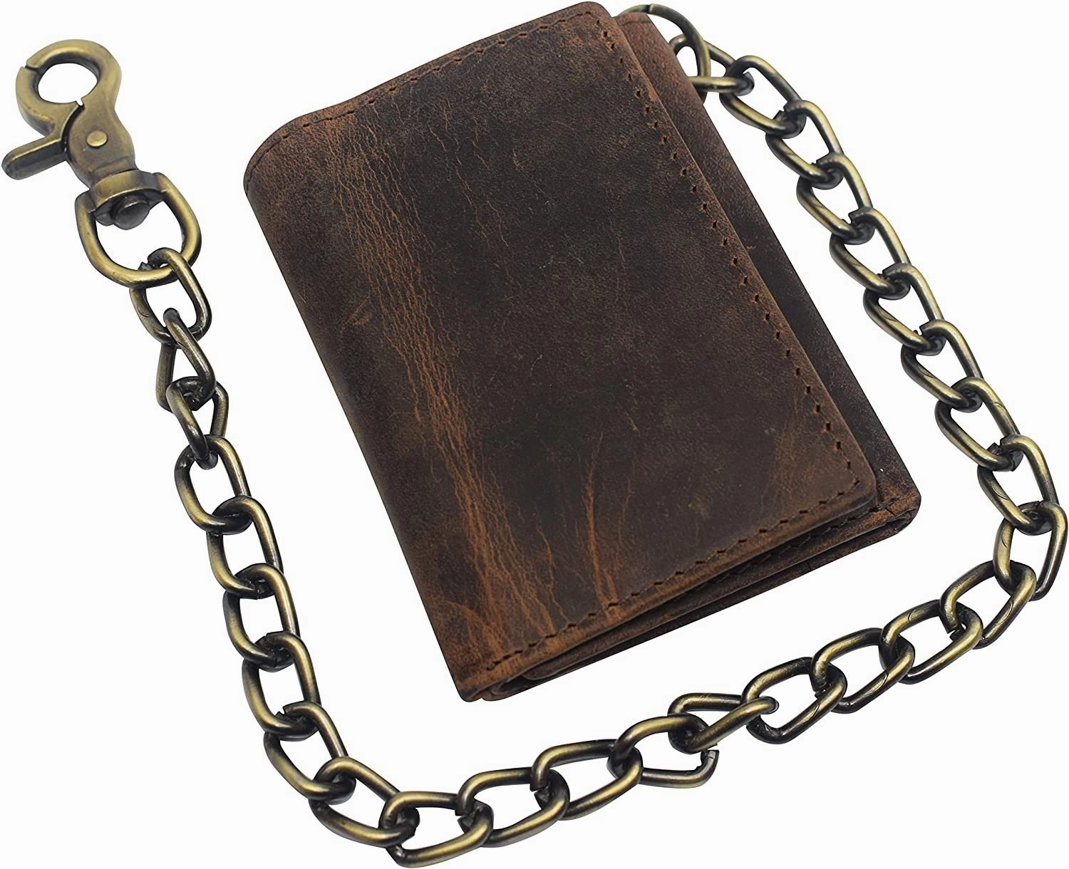 Perfect Gift Offer Cazoro Men'S Rfid Blocking Trifold Vintage Leather Biker Chain Wallet With Snap Closure (Dark Beige)