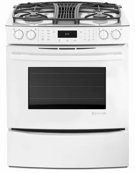 Jennair JGS9900CDF Frosted White Jenn-Air Slide-In Gas Downdraft Range With Convection, 30"