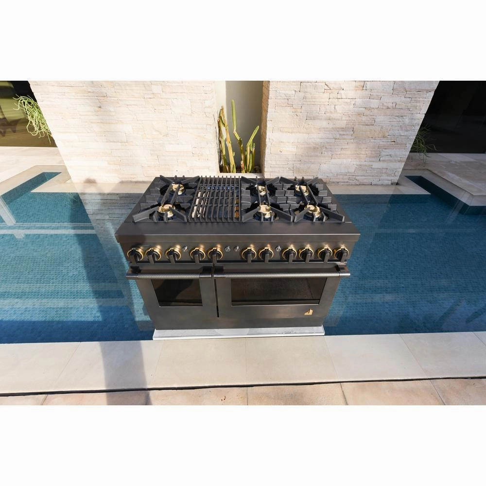 Jennair TANKMAN50 Smoke & Brass By Jennair 48" Dual-Fuel Professional-Style Range