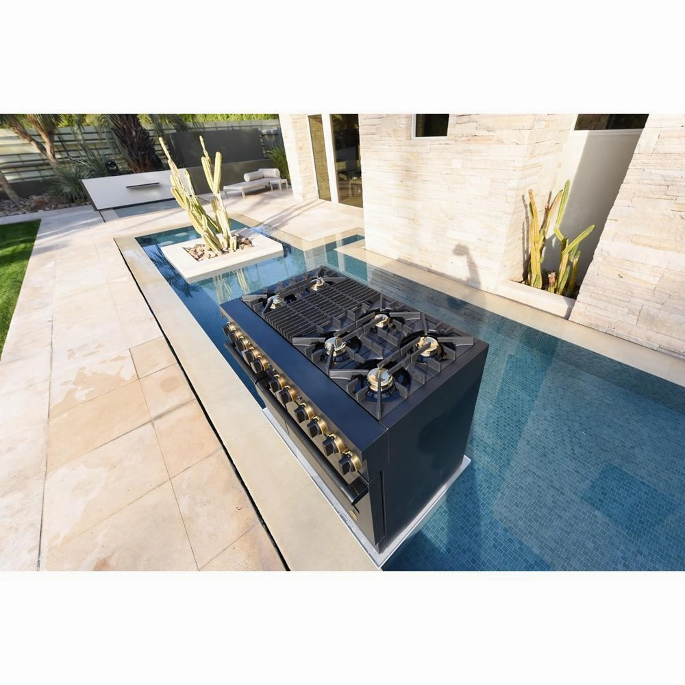 Jennair TANKMAN50 Smoke & Brass By Jennair 48" Dual-Fuel Professional-Style Range