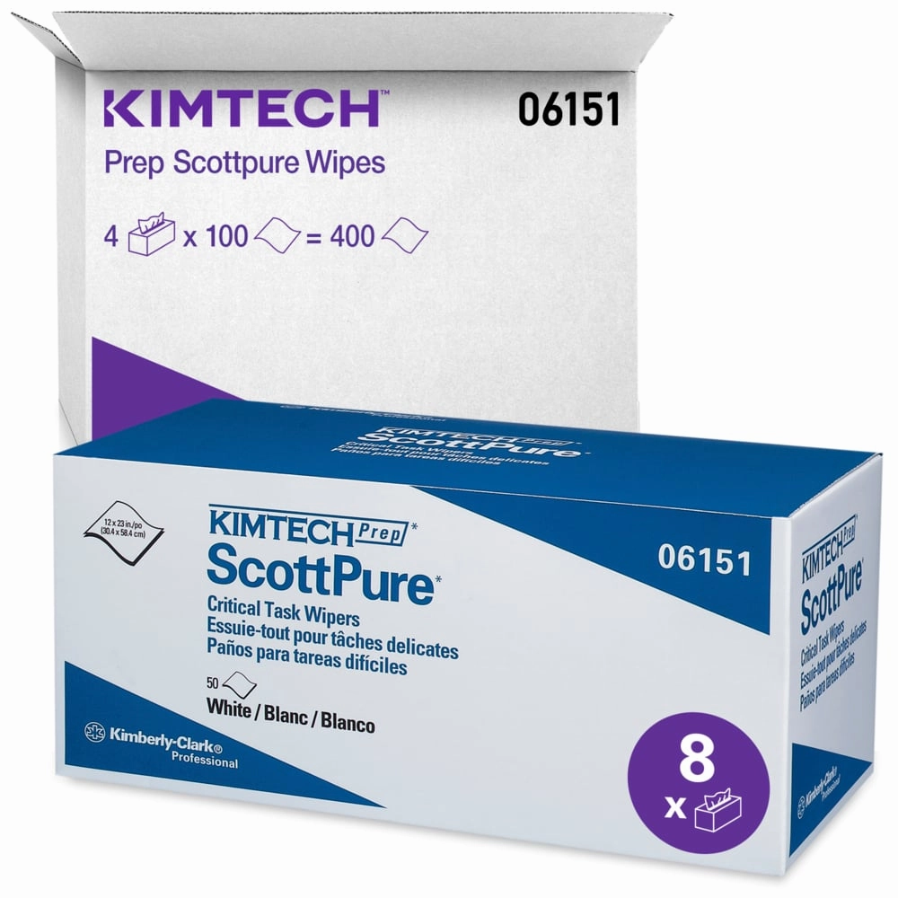 Kimberly-Clark Home Wipers - Kimtech Prep™ Scottpure™ Critical Task Wipes, Carton (Case of 8 Boxes), 06151