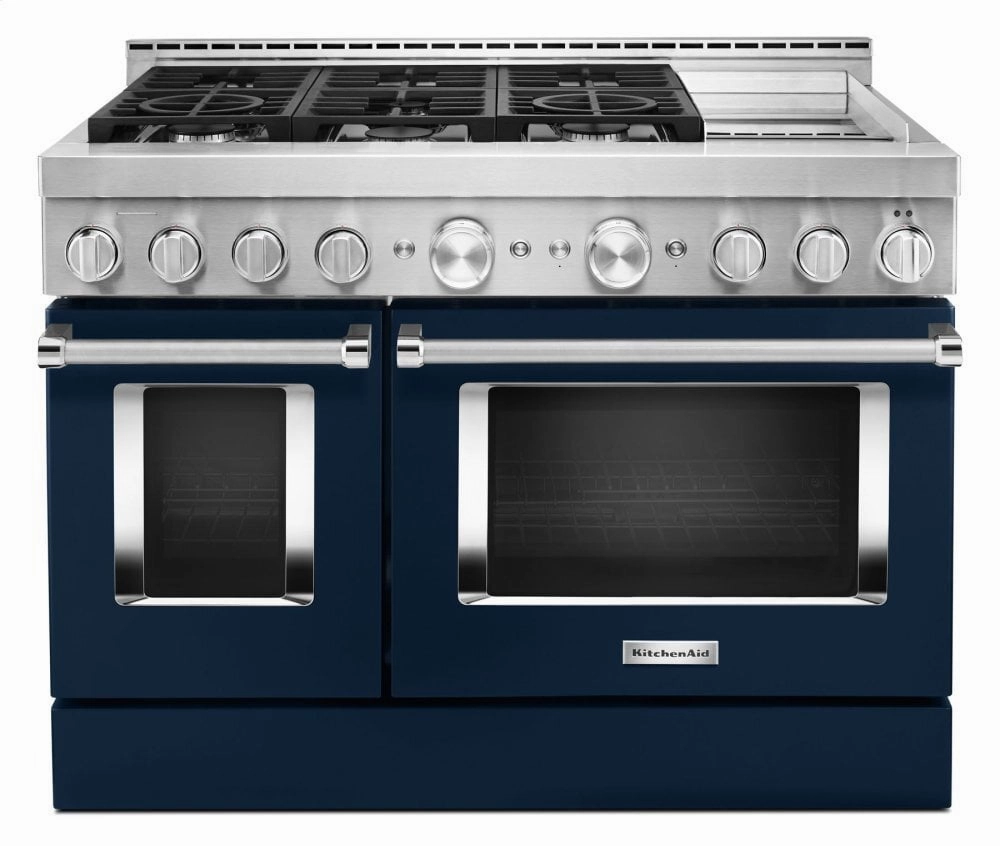 Kitchenaid KFGC558JIB Kitchenaid 48'' Smart Commercial-Style Gas Range With Griddle - Ink Blue