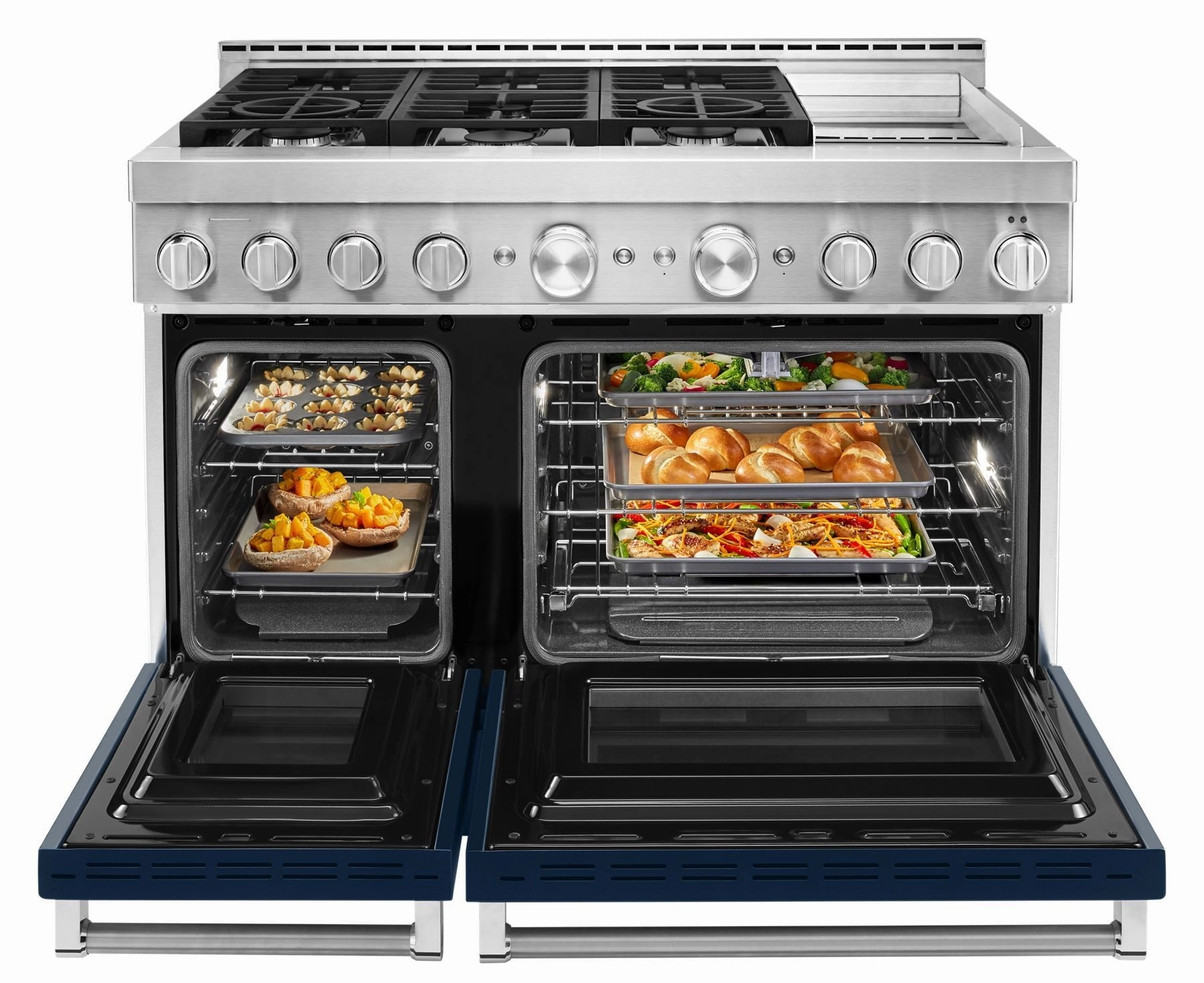 Kitchenaid KFGC558JIB Kitchenaid 48'' Smart Commercial-Style Gas Range With Griddle - Ink Blue