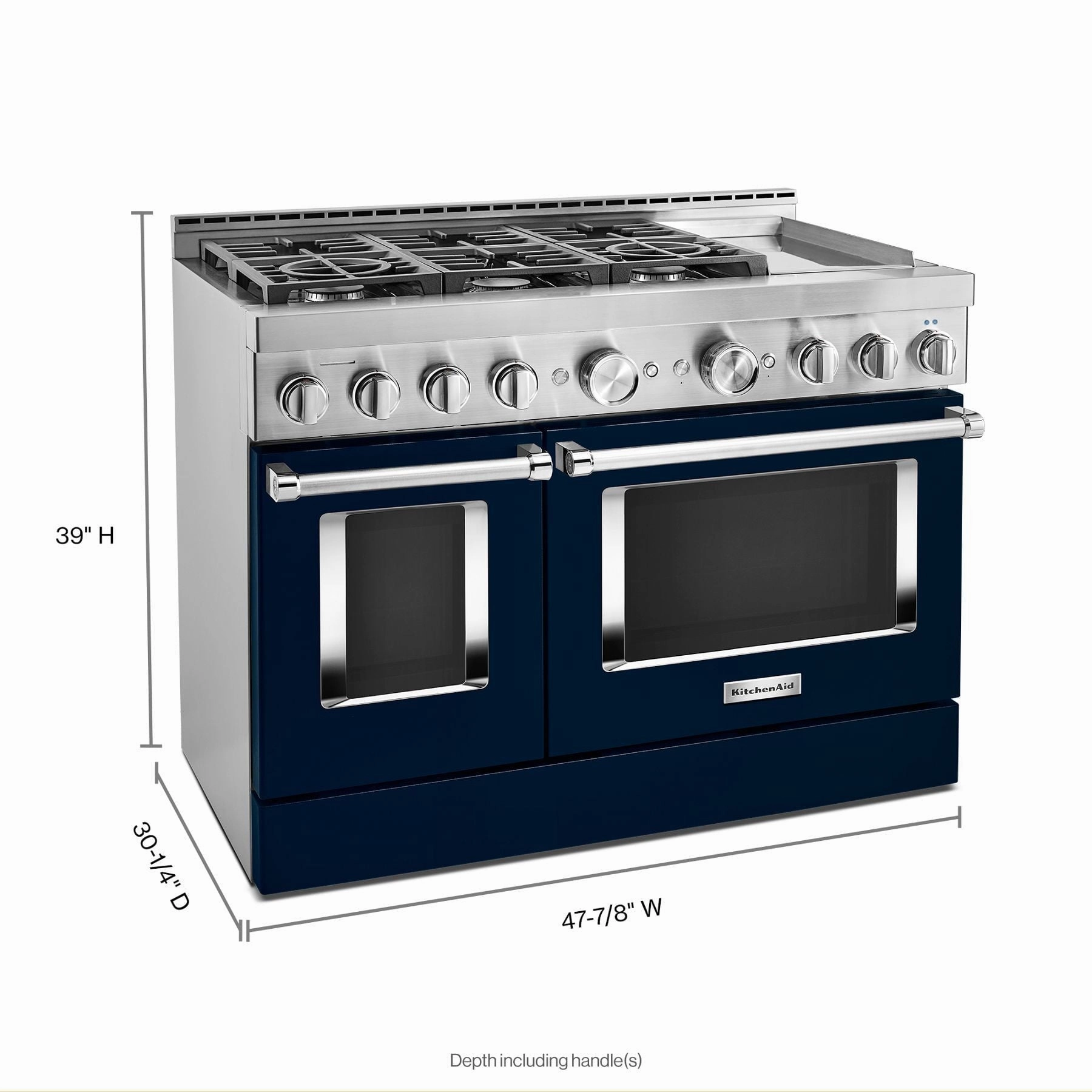 Kitchenaid KFGC558JIB Kitchenaid 48'' Smart Commercial-Style Gas Range With Griddle - Ink Blue