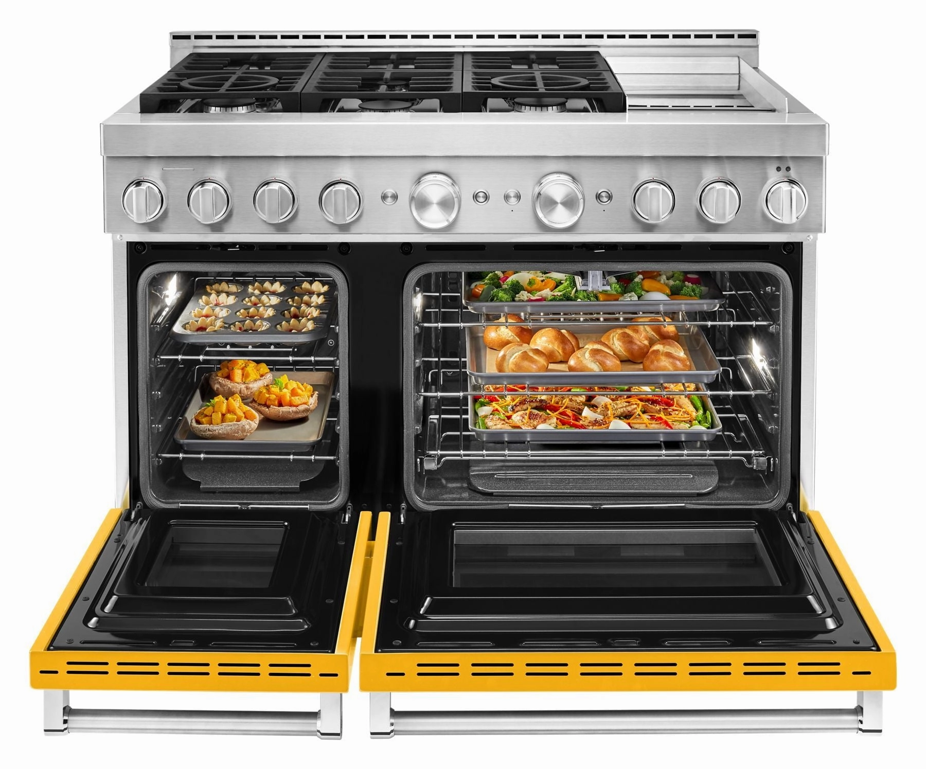 Kitchenaid KFGC558JYP Kitchenaid 48'' Smart Commercial-Style Gas Range With Griddle - Yellow Pepper