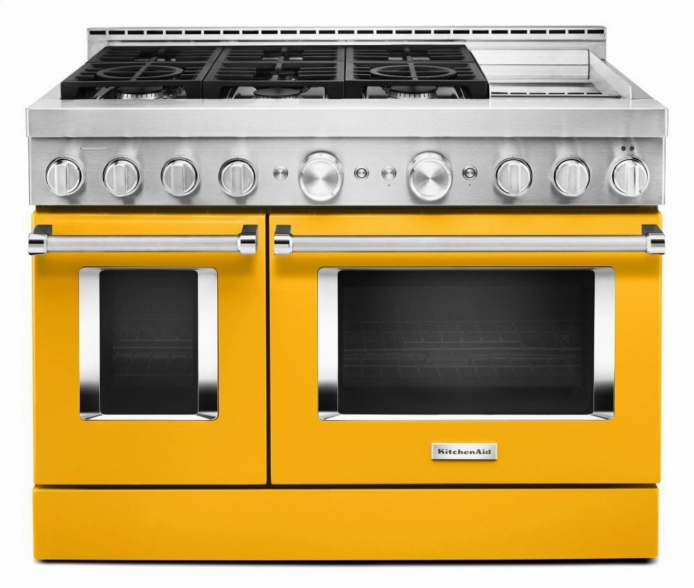 Kitchenaid KFGC558JYP Kitchenaid 48'' Smart Commercial-Style Gas Range With Griddle - Yellow Pepper