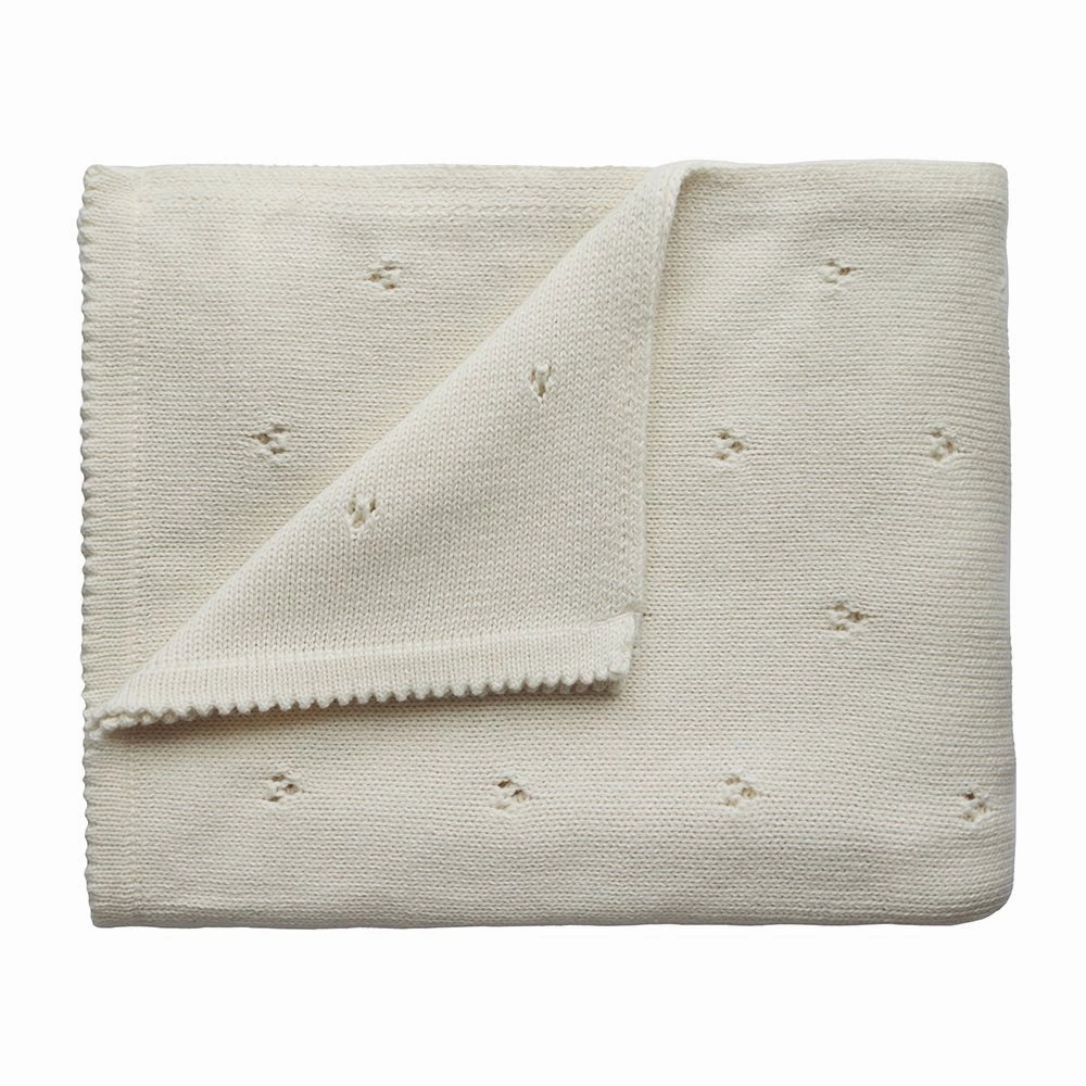 Knitted Baby Blanket - Organic Cotton - Pointelle Ivory Best Price Today