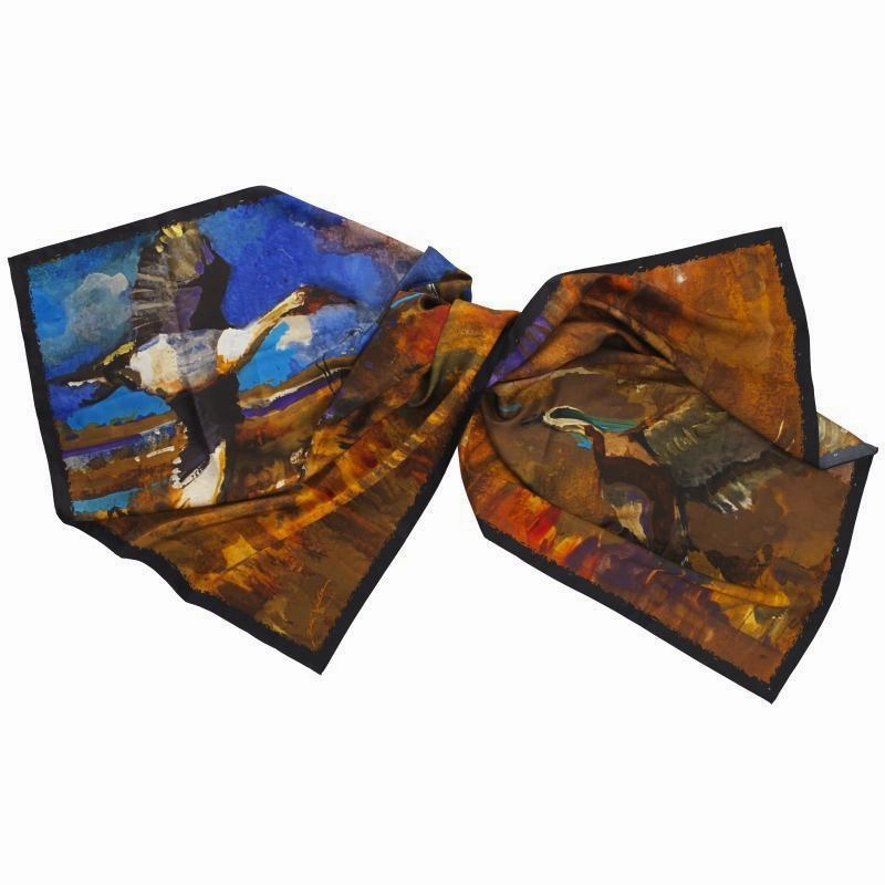 Laksen Ducks In Flight Ladies Silk Scarf - 133 X 105Cm Instant Discount Limited Time Discount
