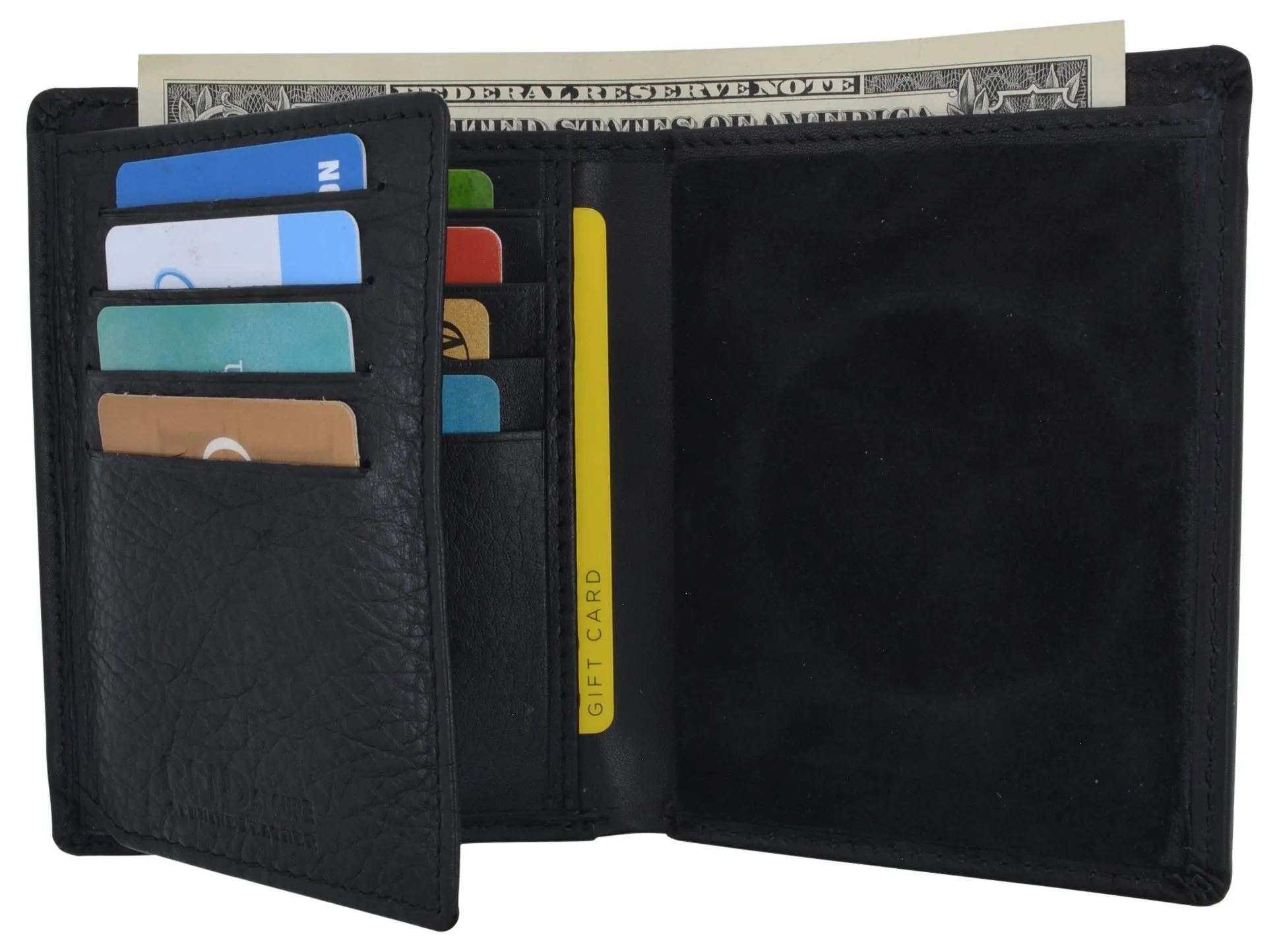 Biggest Savings Now Rfid Mens Genuine Leather Trifold Wallet With Security Badge Holder Black