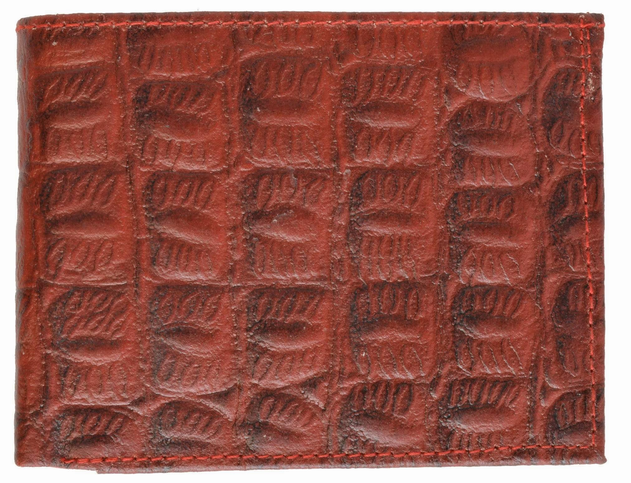 Crocodile Print Cowhide Leather Bifold Wallet With Flip Id Window & Credit Card Slots 71053 Cr MustHave Gift Ideas Hot Sale Today
