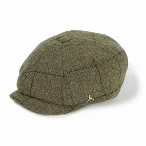 Hicks & Brown Felsham Bakerboy Tweed Cap - Green Online Exclusive Offer