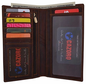 Leather Long Wallets For Men - Rfid Blocking Brown Mens Long Wallet & Checkbook Wallet For Men - Rustic Mens Long Wallet Flash Deal Today Shop Now Save