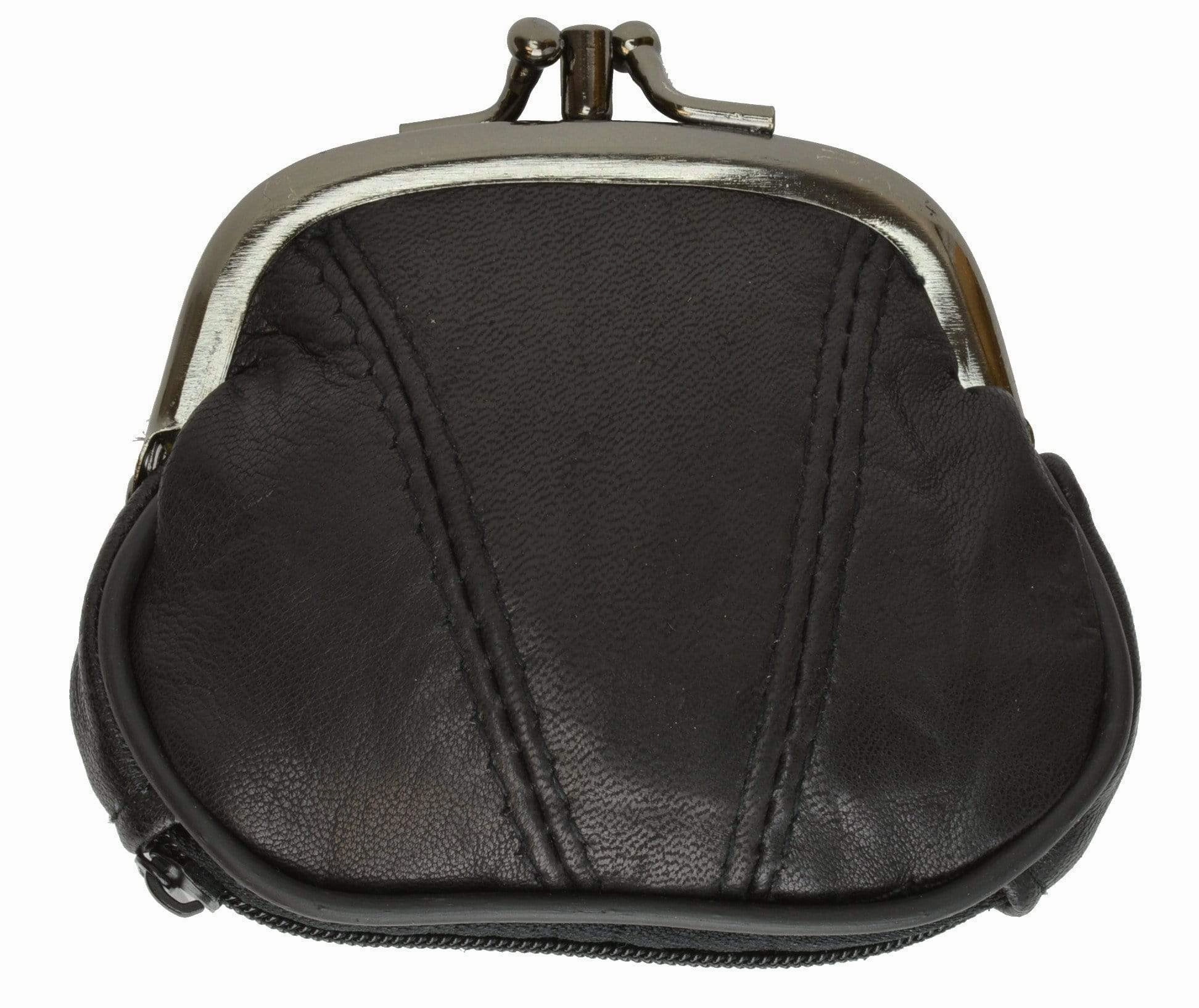 Leather Small Change Purse Double Frame With Zipper Pocket Y022 Todays Best Deal Trending Hot Deal