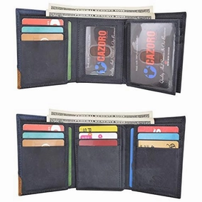 Leather Trifold Rfid Blocking Wallet For Men With Flip Out Id Holder By Cazoro Mega Hot Offer