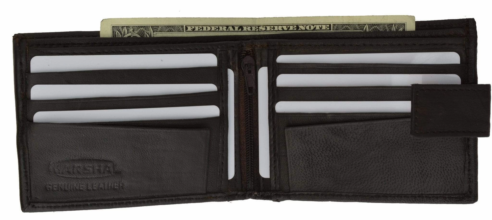 Shop Today Save Leather Zippered Middle Pocket  Bifold Wallet With Snap Enclosure 1188
