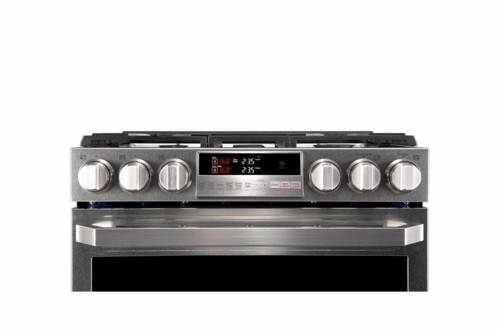 Lg LUTG4519SN Lg Signature 6.9 Cu.Ft. Smart Wi-Fi Enabled Gas Double Oven Slide-In Range With Probake Convection