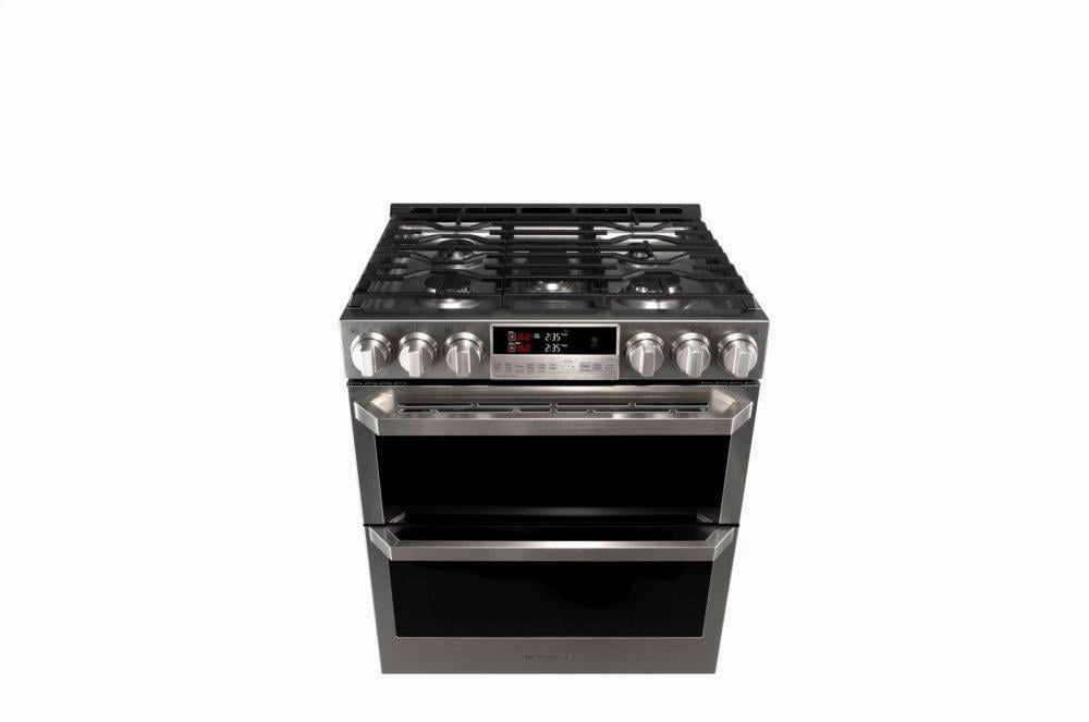 Lg LUTG4519SN Lg Signature 6.9 Cu.Ft. Smart Wi-Fi Enabled Gas Double Oven Slide-In Range With Probake Convection