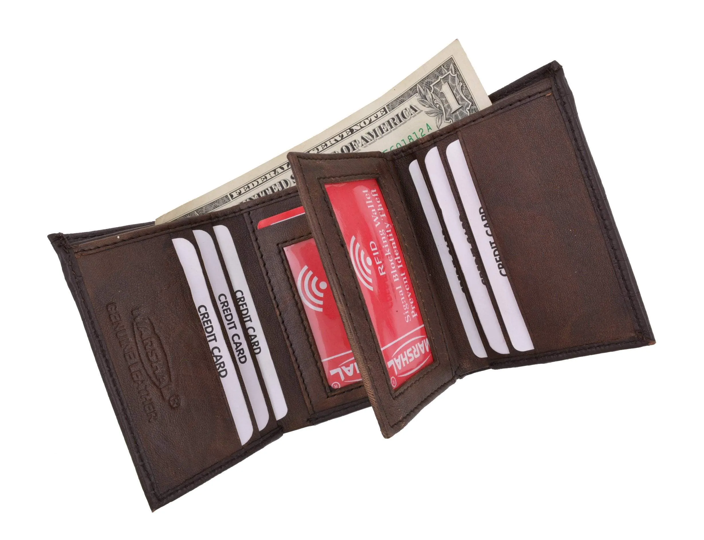 Special Deals Online New Rfid Blocking Mens Soft Crocodile Pattern Leather Trifold Wallet With Flap Rfidp1107Cr (C)