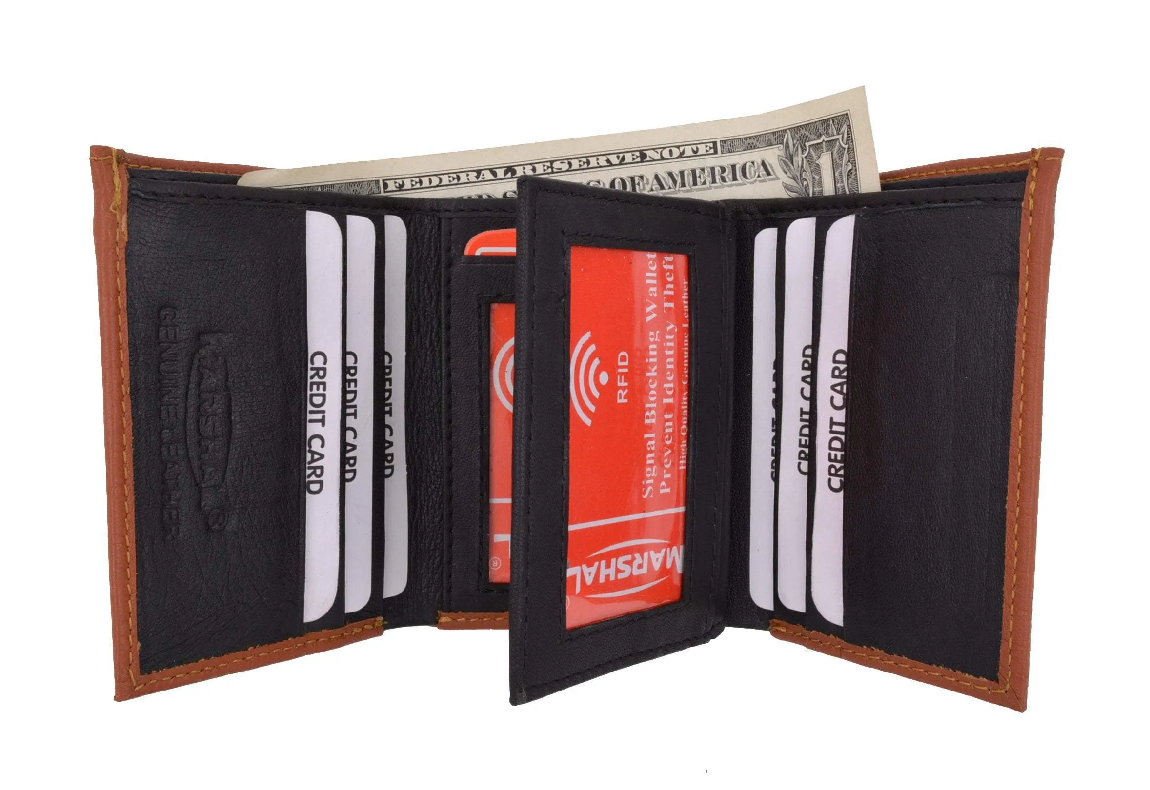 New Rfid Blocking Mens Soft Crocodile Pattern Leather Trifold Wallet With Flap Rfidp1107Cr (C) Hot Pick Sale