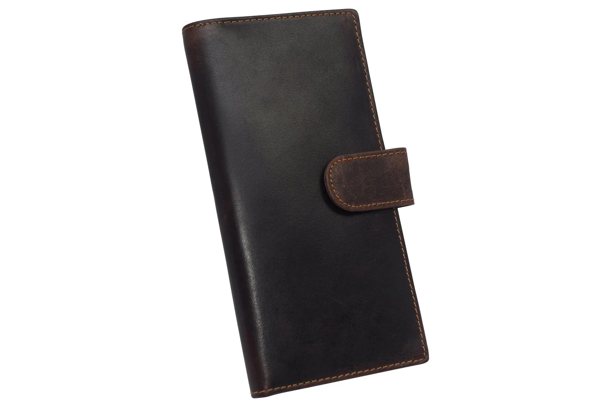 Genuine Buffalo Leather Rfid Blocking Checkbook Cover Holder With Snap Closure (Vintage Brown) Shop Grab Offer