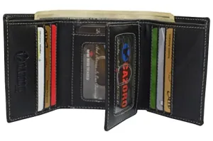 Shop the Best Deals Vintage Buffalo Leather Men'S Rfid Trifold Wallet With Double Id Windows