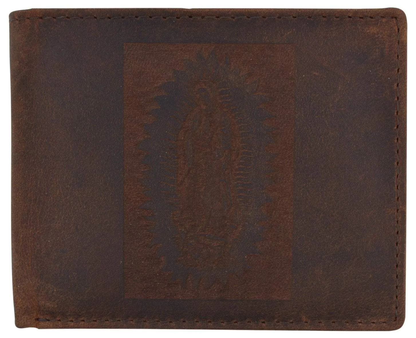 Mega Hot Offer Today Only Hot Sale Guadalupe Virgin Logo Rfid Genuine Leather Mens Bifold Wallet