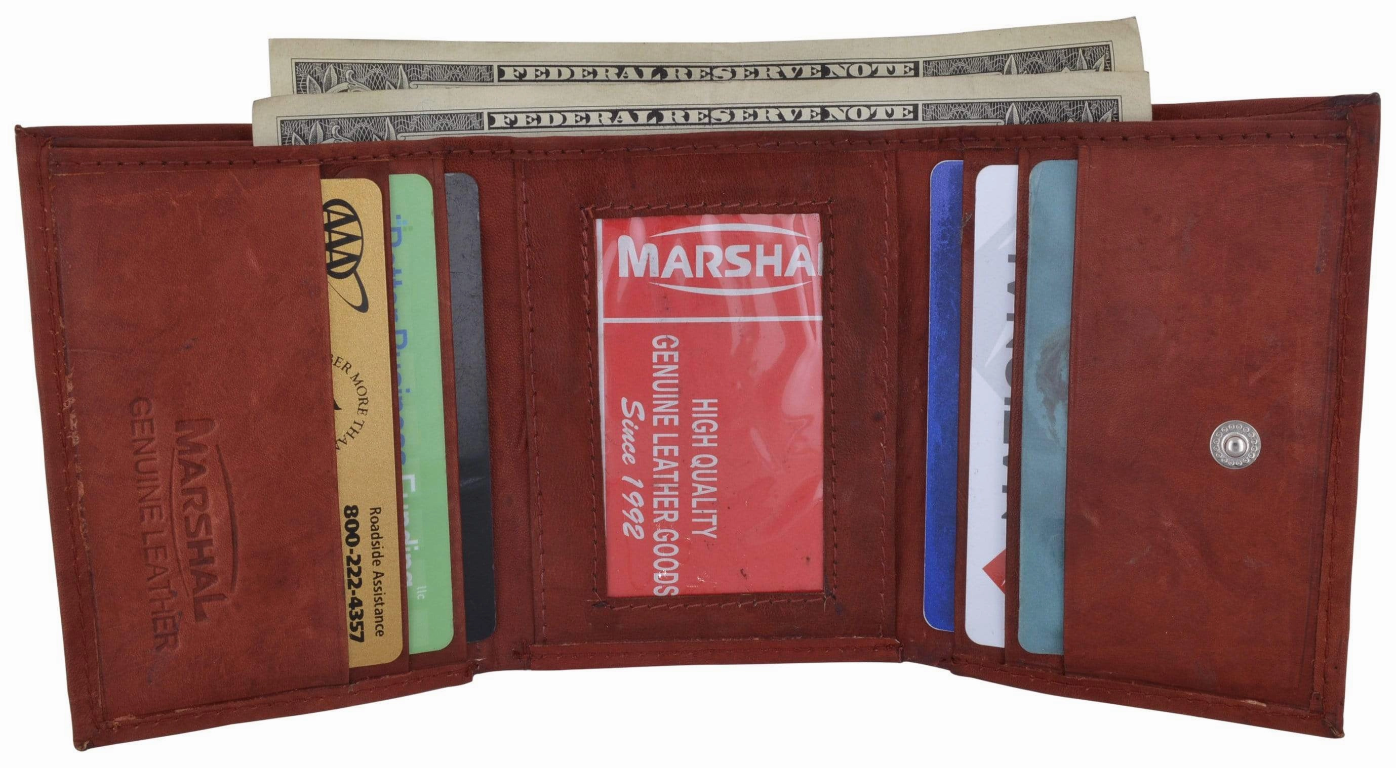 Mens Cowhide Leather Id Card Holder Trifold Wallet With Coin Pouch 2055 Cf Mega Online Discount Weekend Sale Special