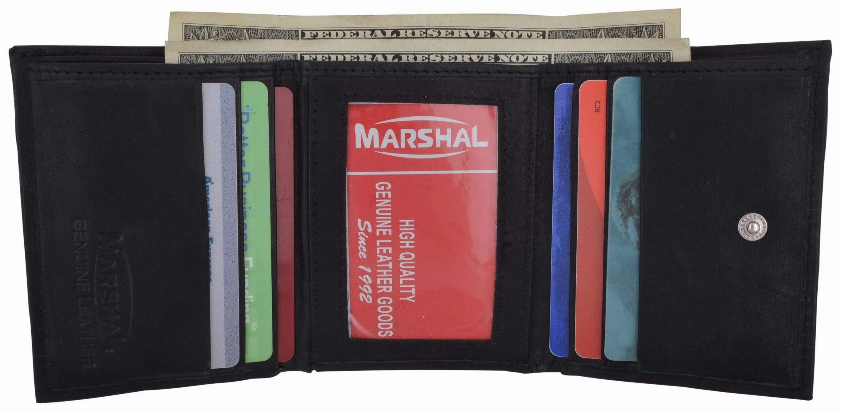 Mens Cowhide Leather Id Card Holder Trifold Wallet With Coin Pouch 2055 Cf Flash Sale Alert GiftWorthy Sale