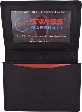 Perfect Gift Sale Hot Pick Sale Swiss Marshall Men'S Rfid Blocking Premium Leather Expandable Small Credit Card Id Business Card Holder Wallet