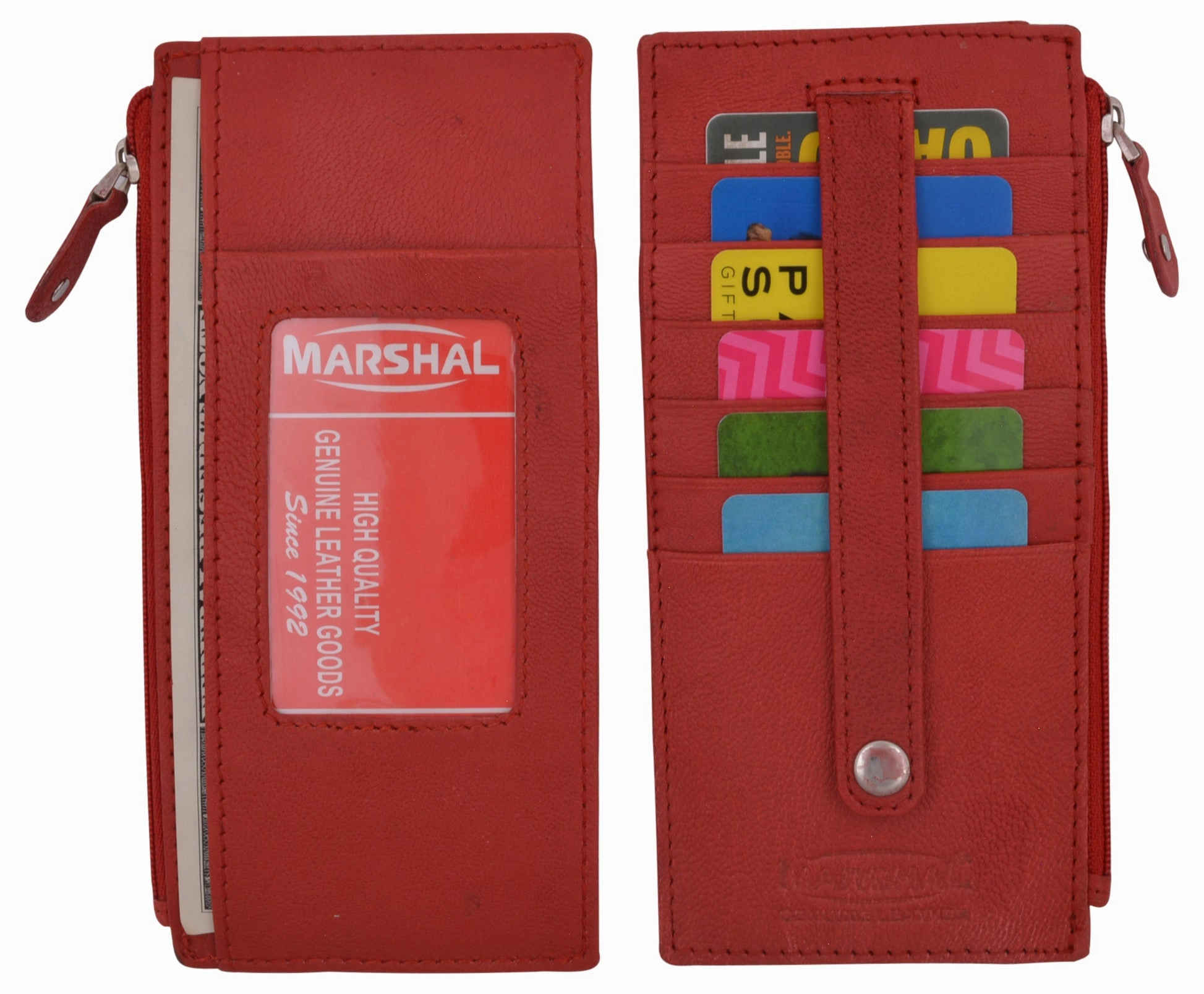 Big Clearance Event Price Drop Alert Leather All In One Card Case Holder Slim Wallet With A Card Protection Strap By Marshal