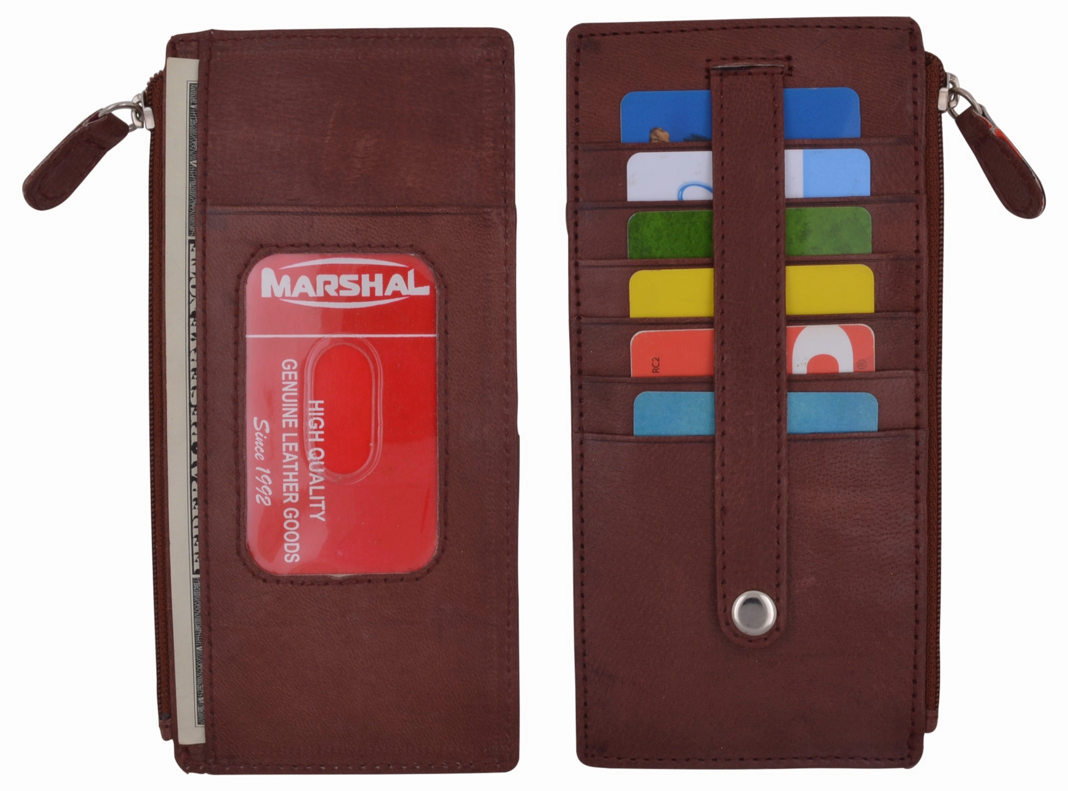 Leather All In One Card Case Holder Slim Wallet With A Card Protection Strap By Marshal Todays Hot Pick