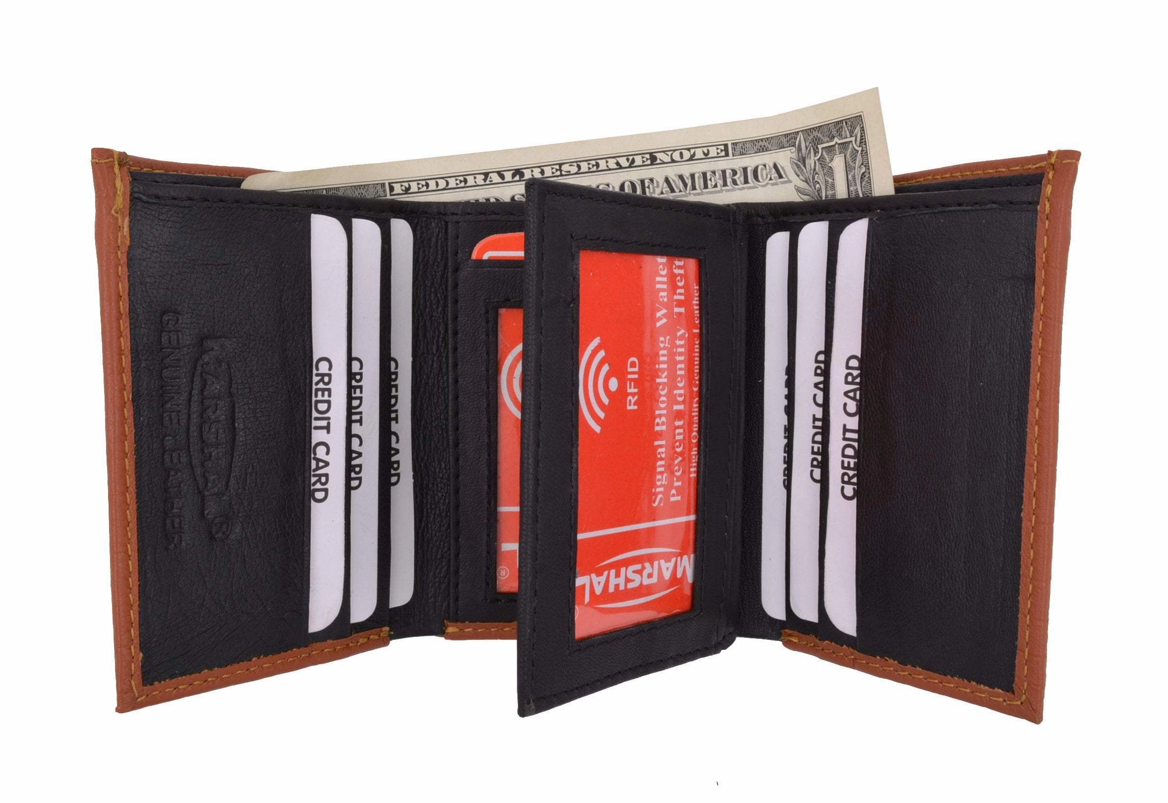 New Rfid Blocking Mens Soft Crocodile Pattern Leather Trifold Wallet With Flap Rfidp1107Cr (C) Hot Pick Sale