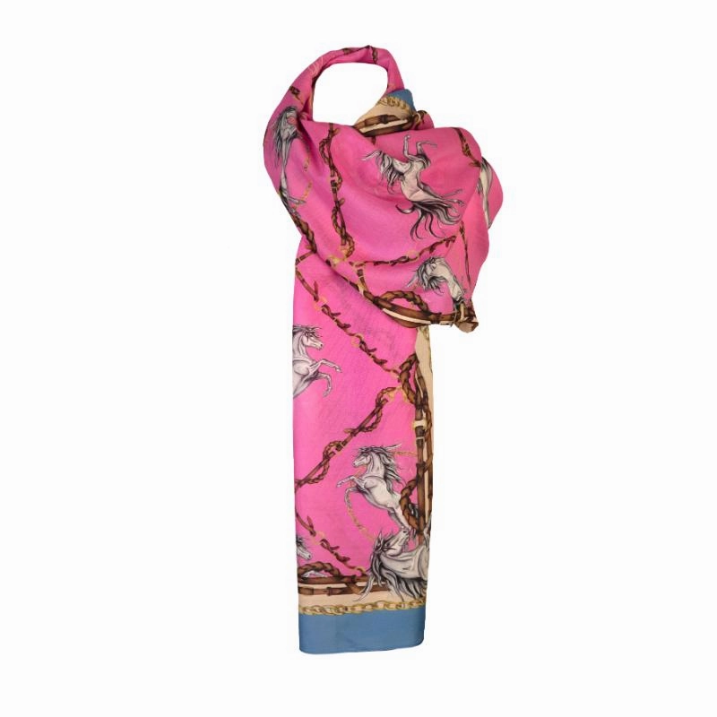 Gift Ideas Galore Clare Haggas Rearing To Go Wool Silk Wrap - Hot Pink