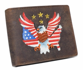 Clearance Steal Today Trendy Picks Today MenS Rfid Blocking Leather Bifold Wallet  Patriotic American Eagle With Usa Flag Design  Vintage Genuine Leather