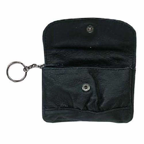 Small Black Leather Change Purse With Key Ring 828 (C) Trendy Picks Today Special Savings Today