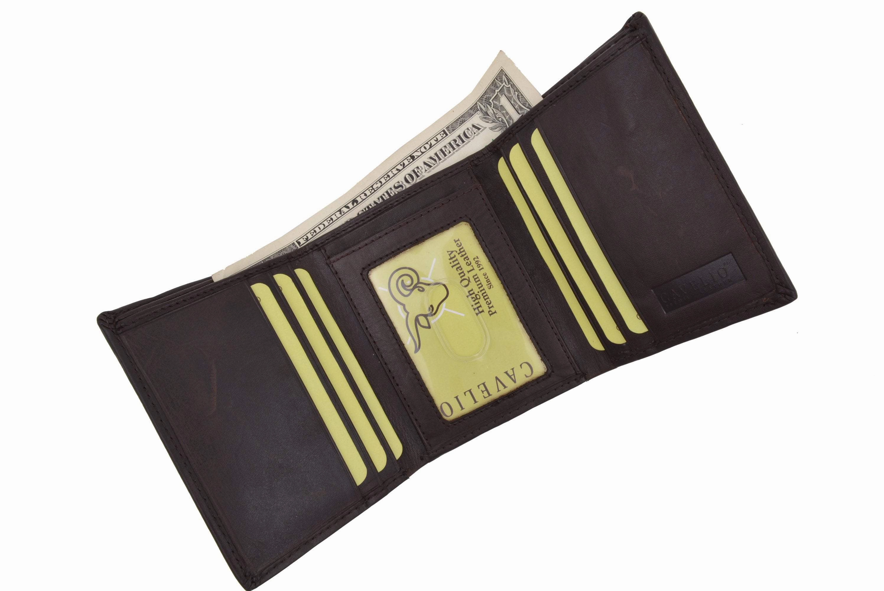 New Cavelio Mens Genuine Leather Id Card Bill Holder Trifold Wallet 731107 (C) Grab Todays Deal Limited Time Hot Deal