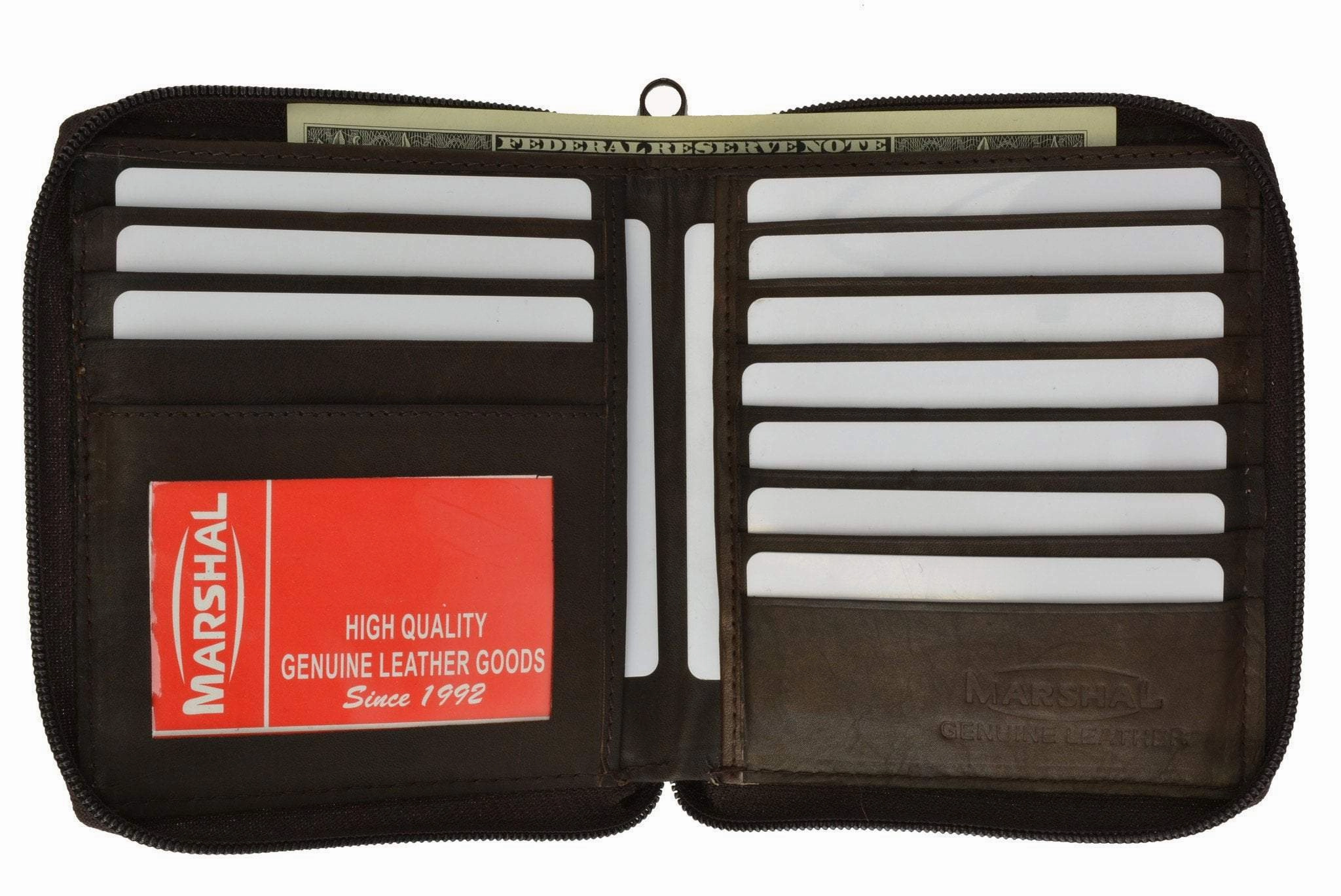 Todays Steal Special Deal Frenzy Rfid Blocking Mens Leather Zippered Wallet Rfid 702 (C)