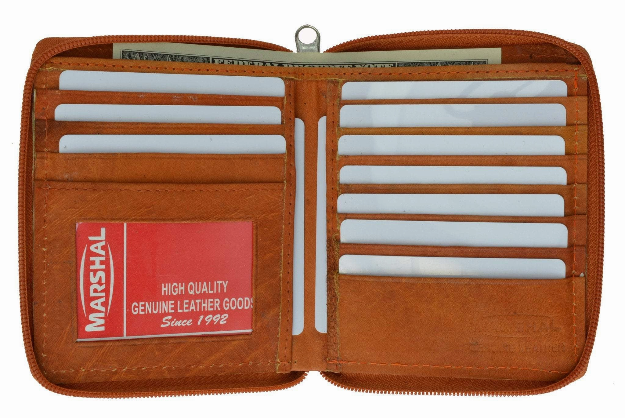 Rfid Blocking Mens Leather Zippered Wallet Rfid 702 (C) Gift Sale Event Todays Steal
